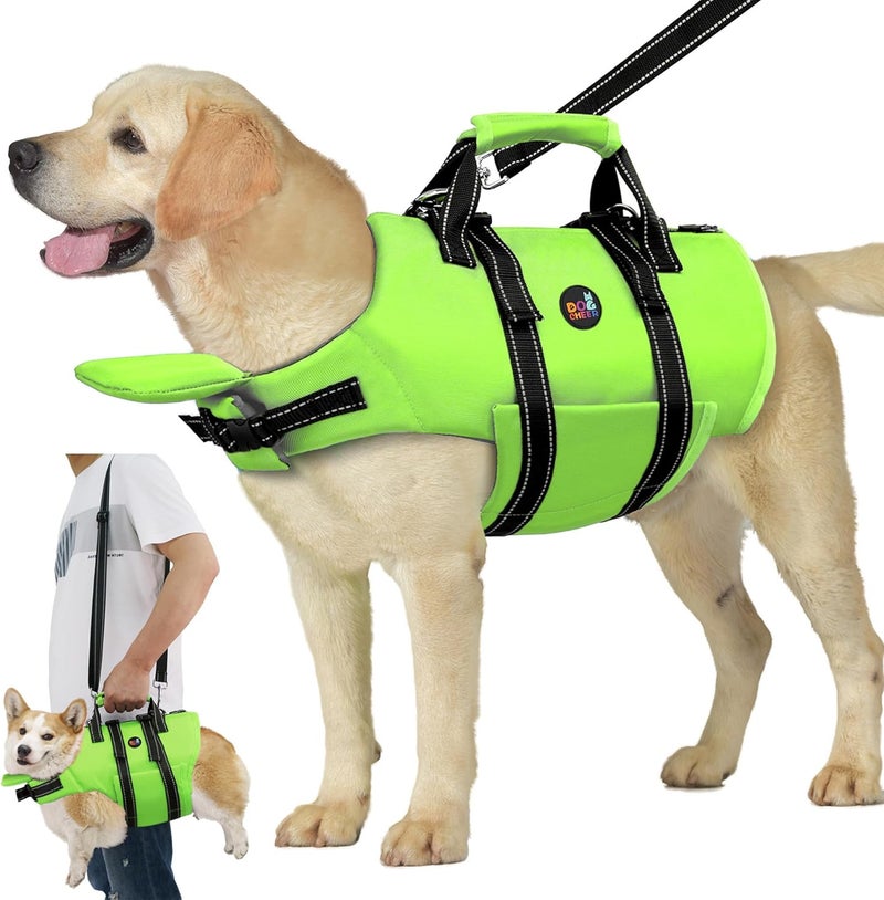 Dogcheer Dog Life Jacket with Back Zipper, High Buoyancy Puppy Swimming Vest, Dog Life Vest for Boating, Reflective Pet Floating Swim Vest PFD for Small Medium Large Dogs-Green,XL - Image 1
